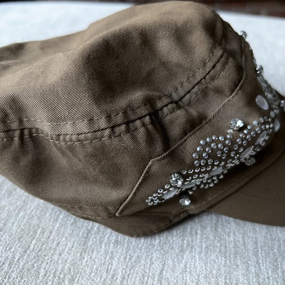 Army Green Hat with Gems - Picture 3 of 4